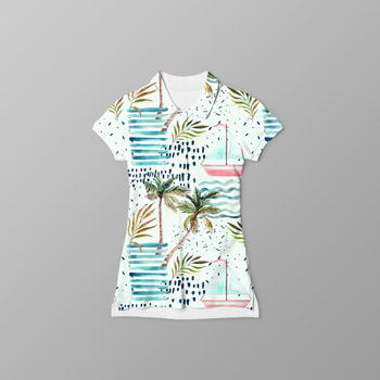 bawełniany t-shirt w plażowy wzór